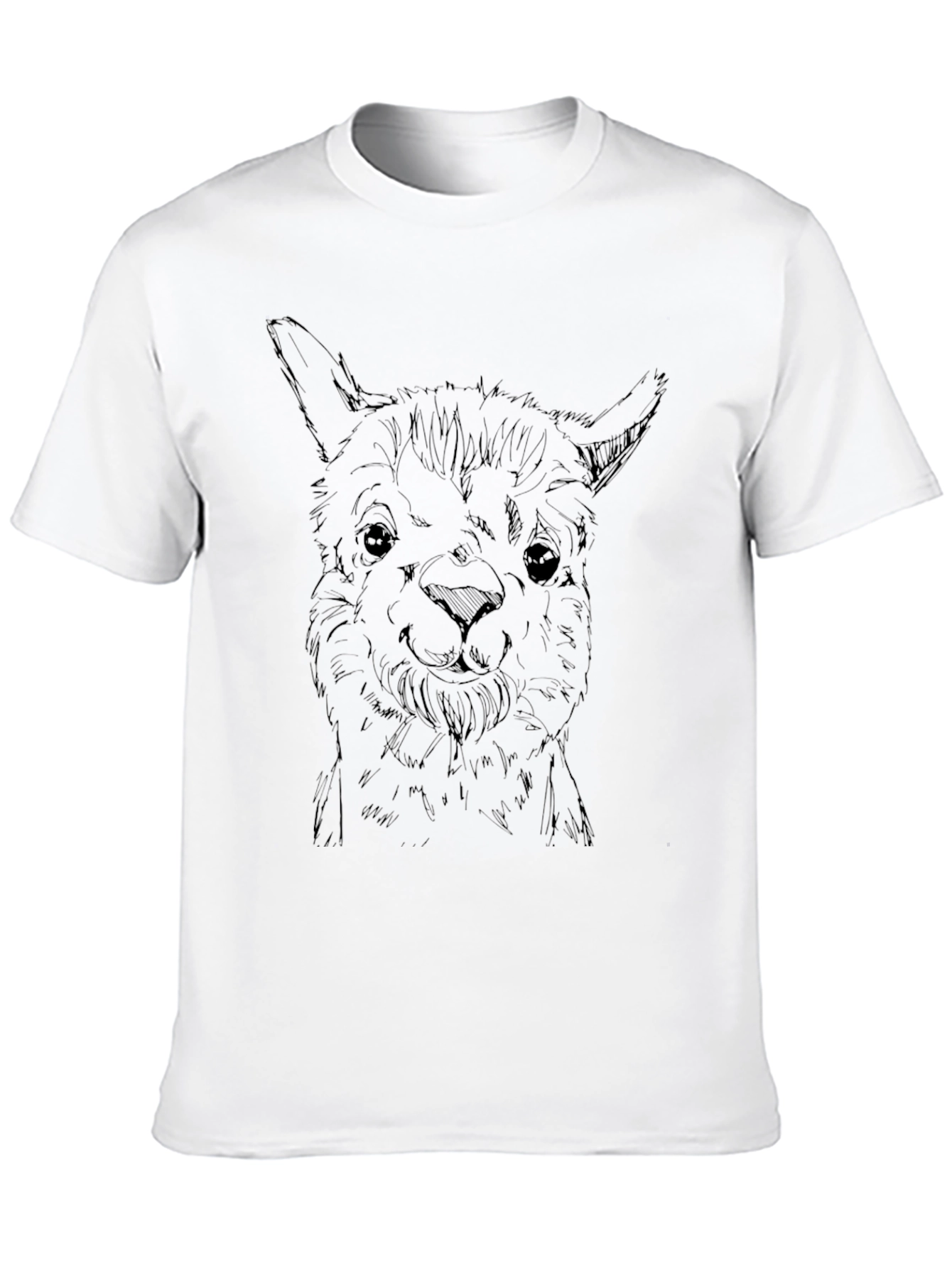 Alpaca Sketch Black T-Shirt - Stylish Animal Tee