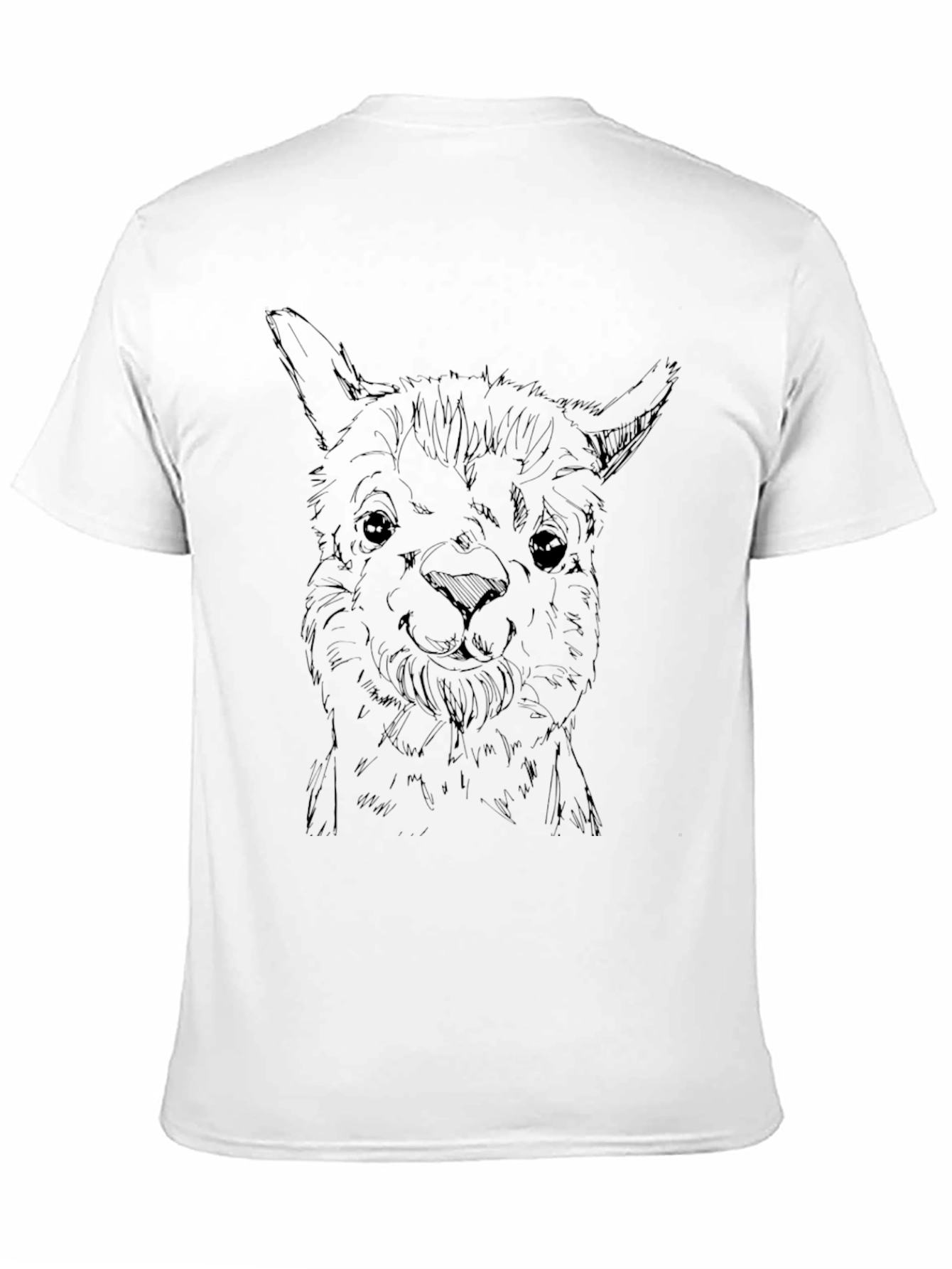 Alpaca Sketch Black T-Shirt - Stylish Animal Tee
