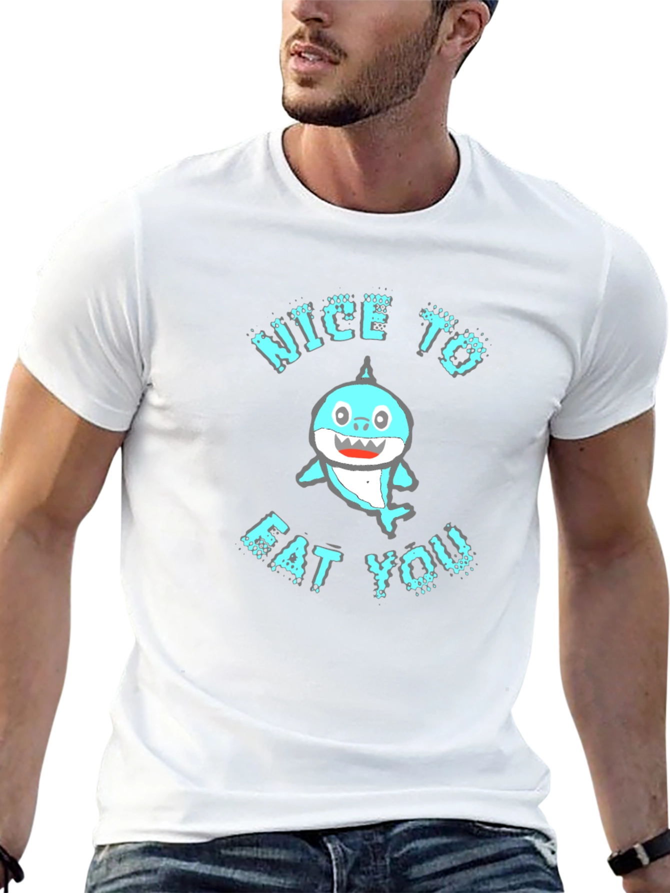 Funny Shark Nice to Eat You Graphic Tee