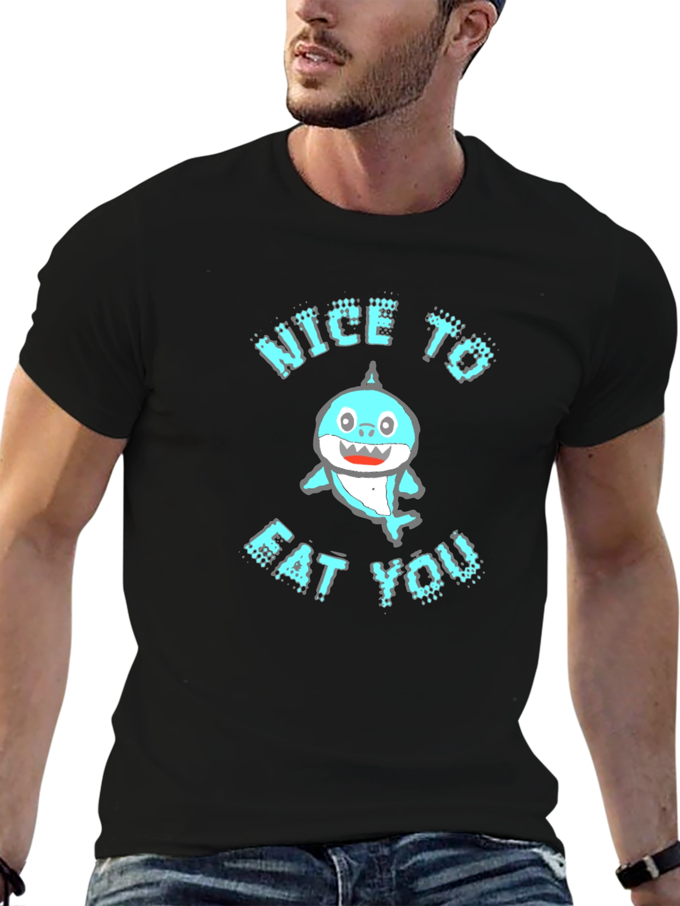 Funny Shark Nice to Eat You Graphic Tee