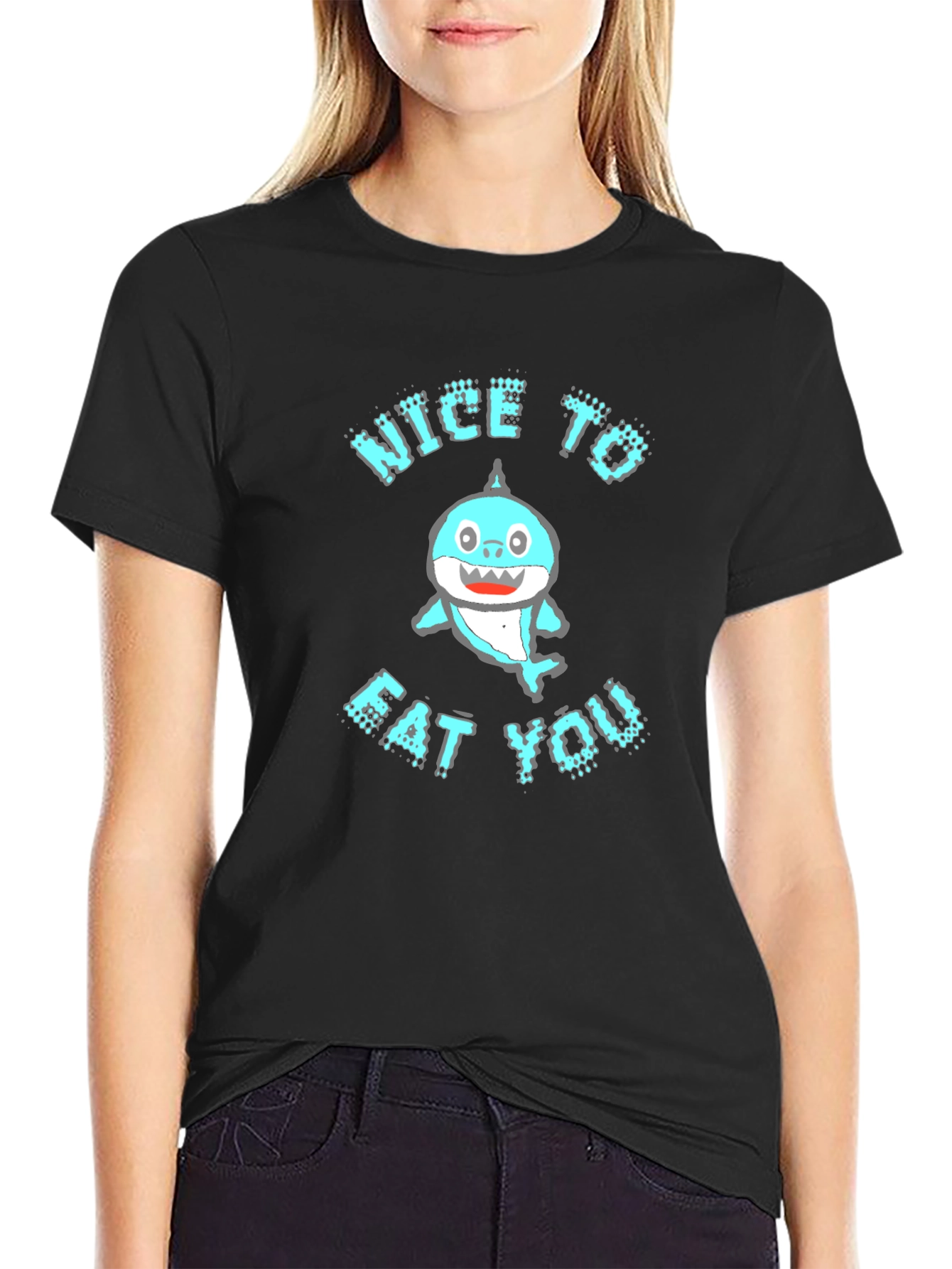 Funny Shark Nice to Eat You Graphic Tee