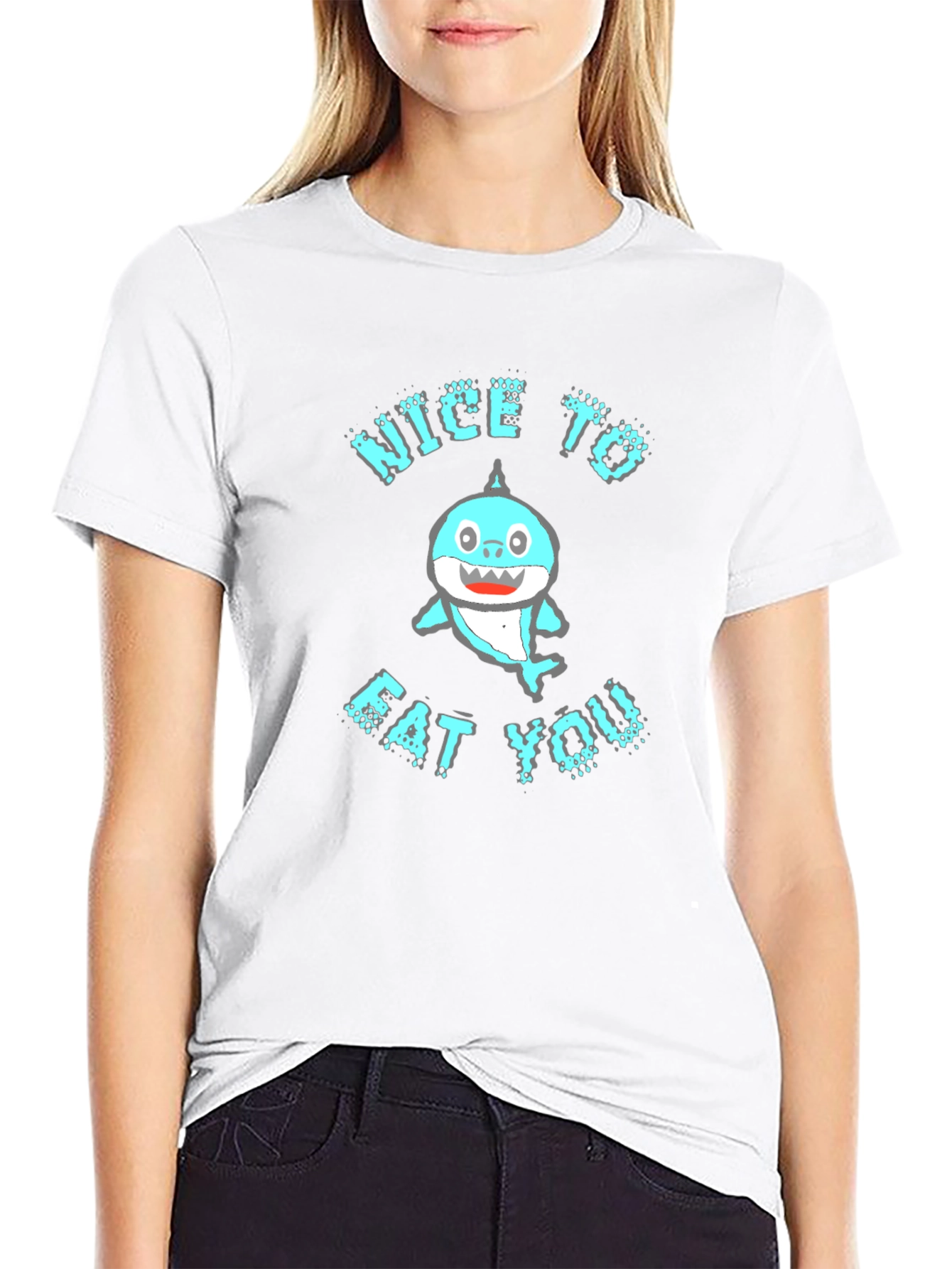 Funny Shark Nice to Eat You Graphic Tee