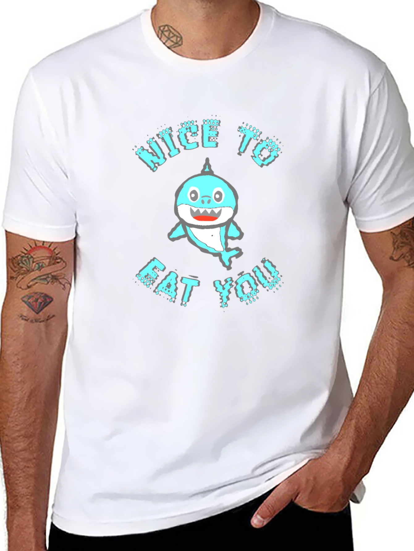 Funny Shark Nice to Eat You Graphic Tee