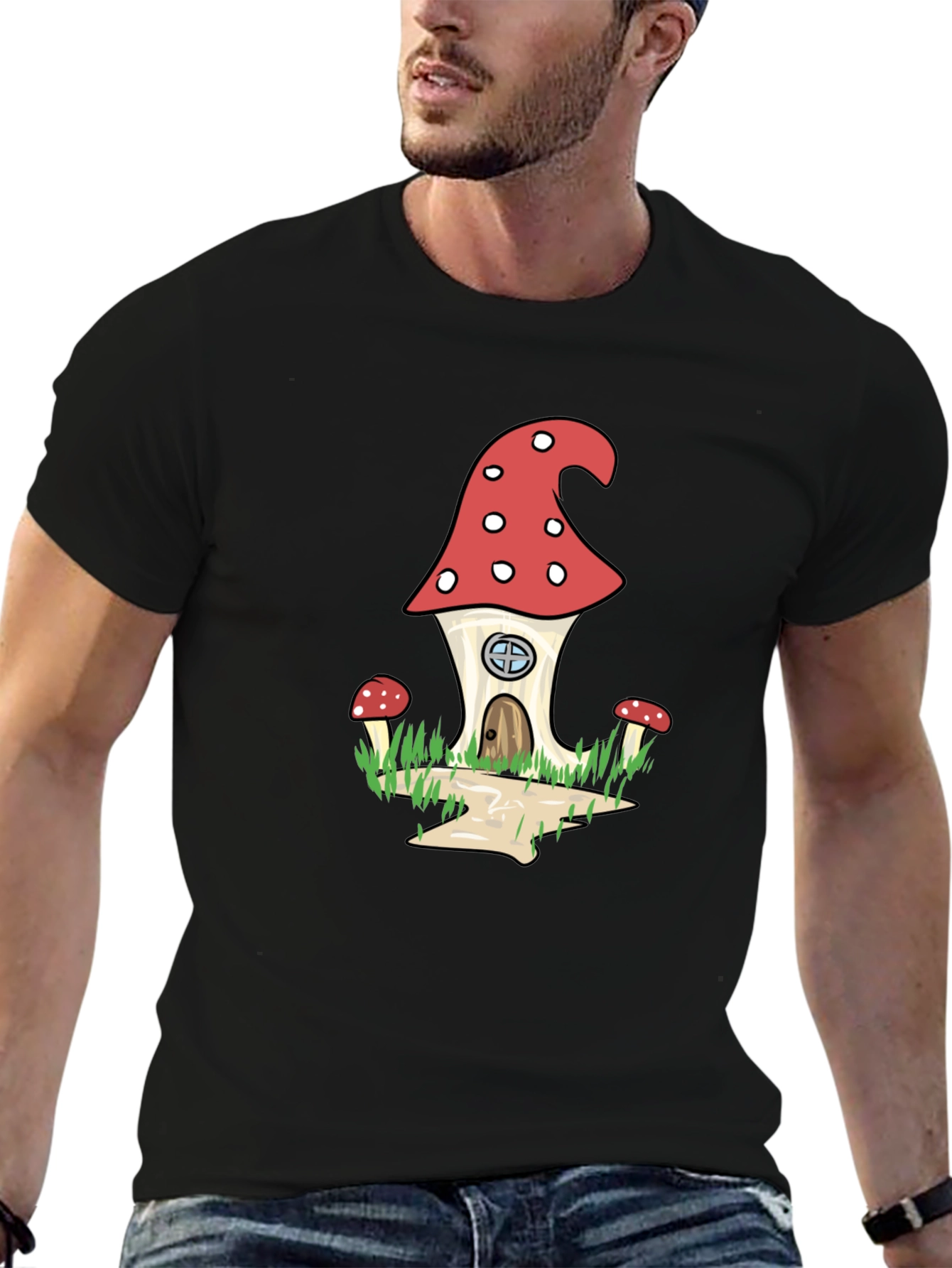 Whimsical Mushroom House Graphic Tee