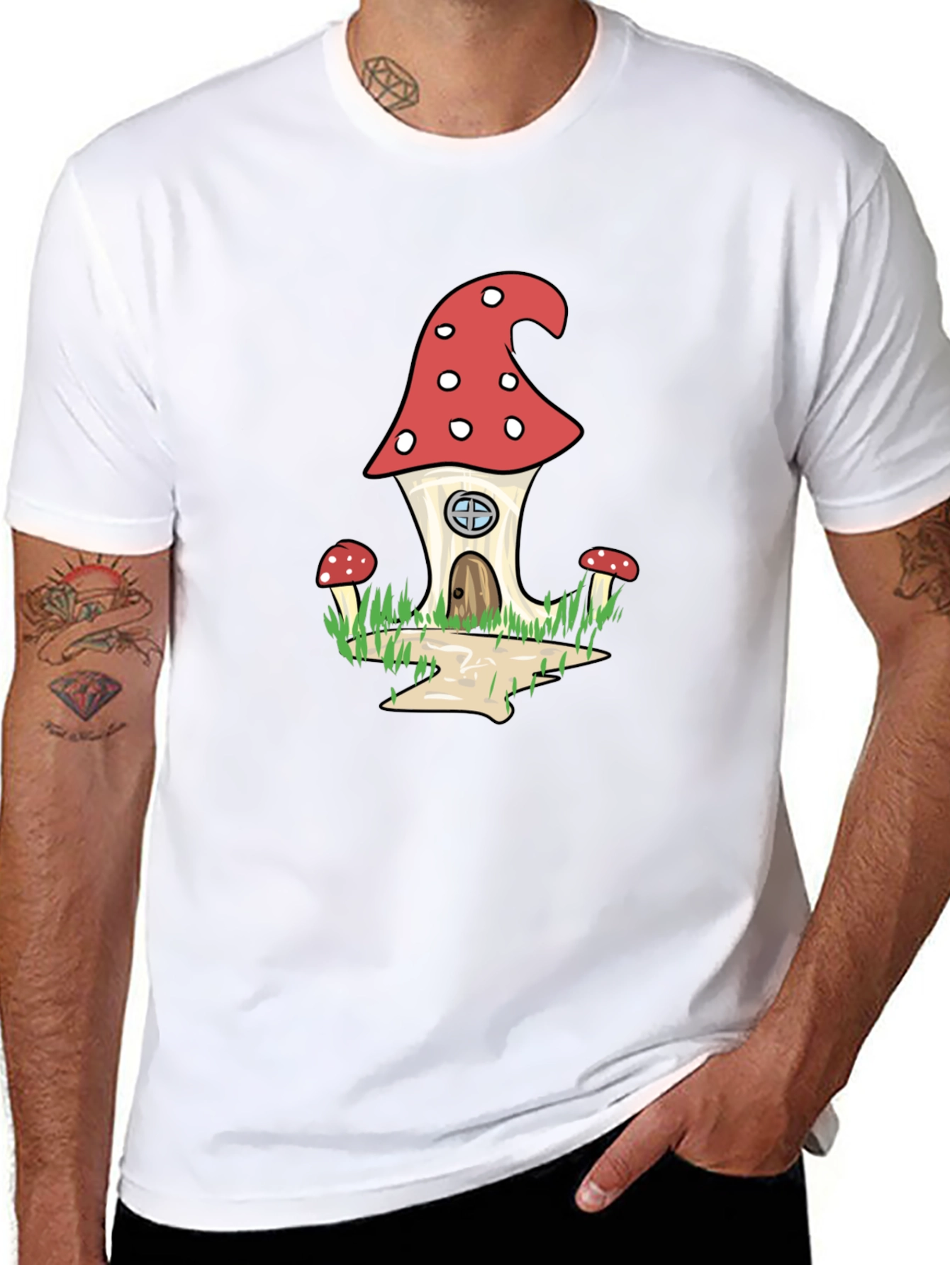 Whimsical Mushroom House Graphic Tee