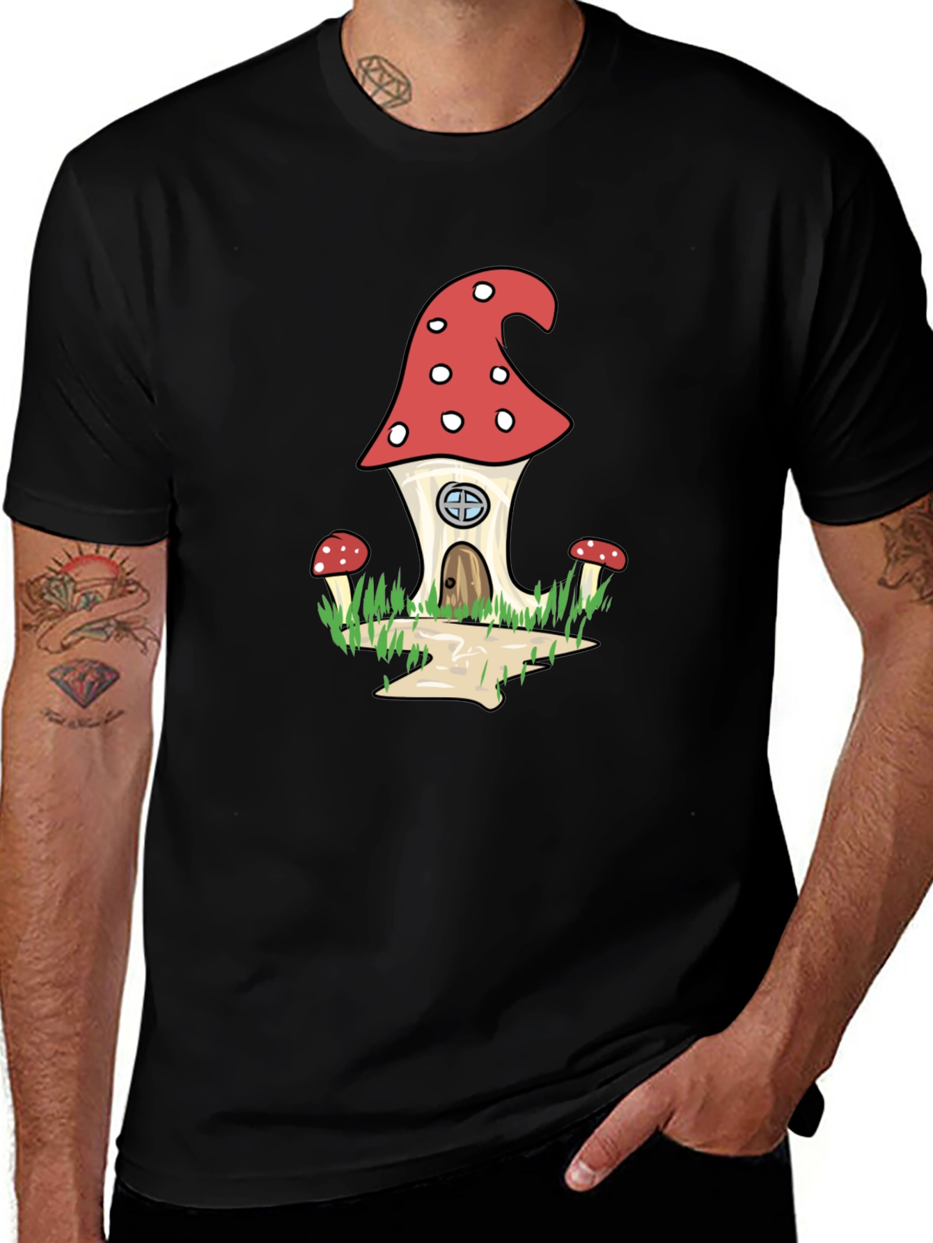 Whimsical Mushroom House Graphic Tee