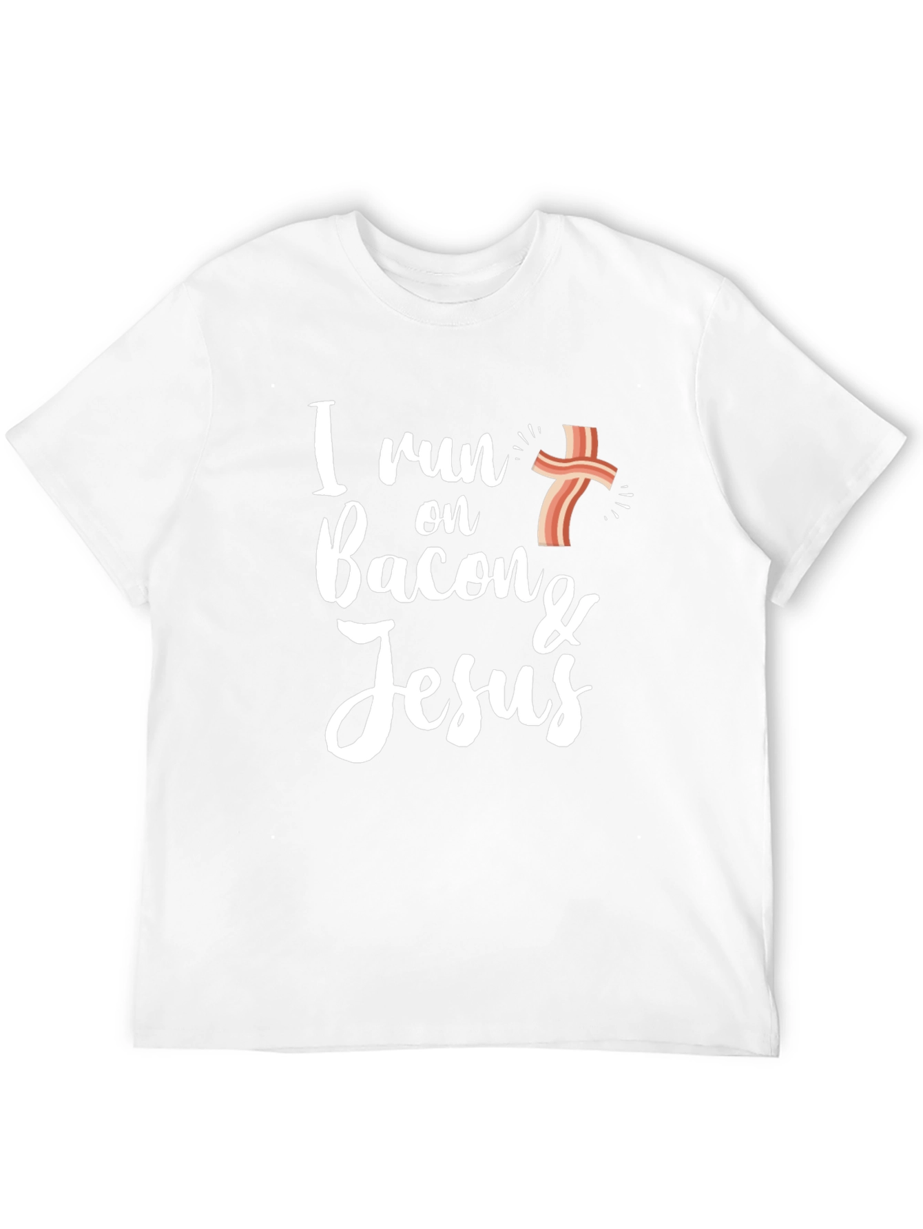 I Run on Bacon & Jesus Black Graphic T-Shirt
