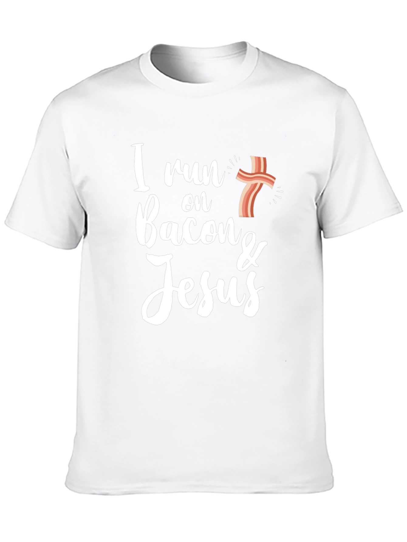 I Run on Bacon & Jesus Black Graphic T-Shirt
