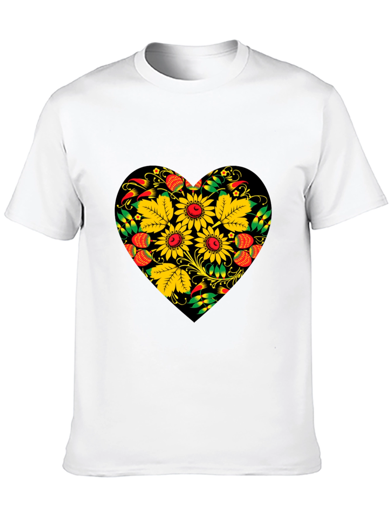 Floral Heart Black T-Shirt