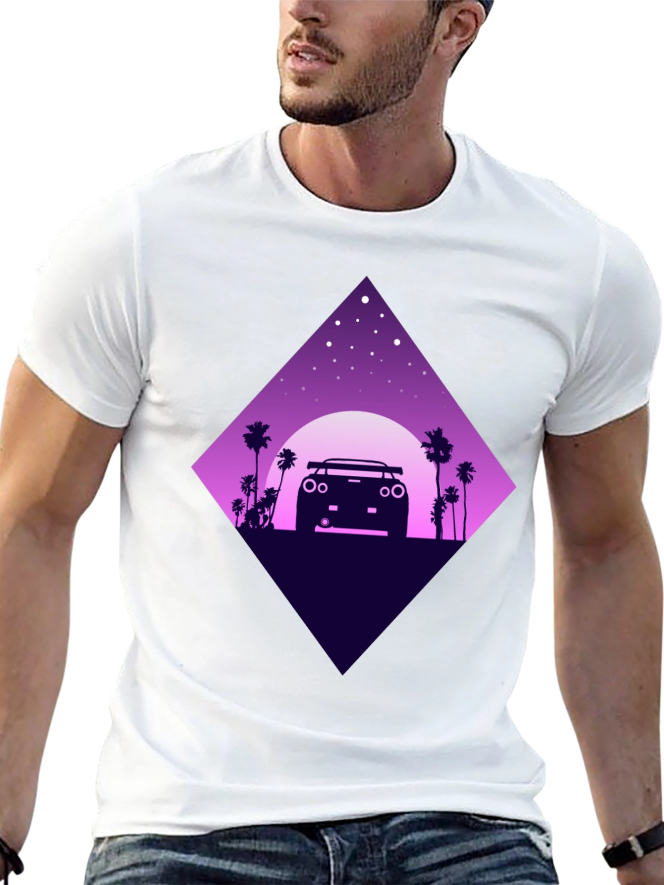 Retro Car T-Shirt - Night Drive Design