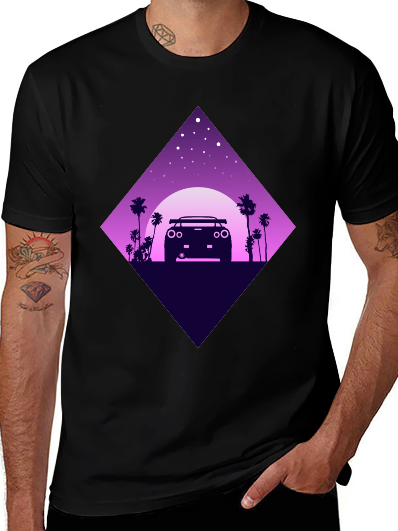 Retro Car T-Shirt - Night Drive Design