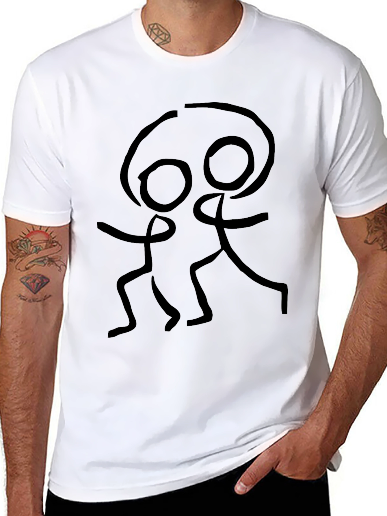 Stick Figure Dance Graphic Tee - Black