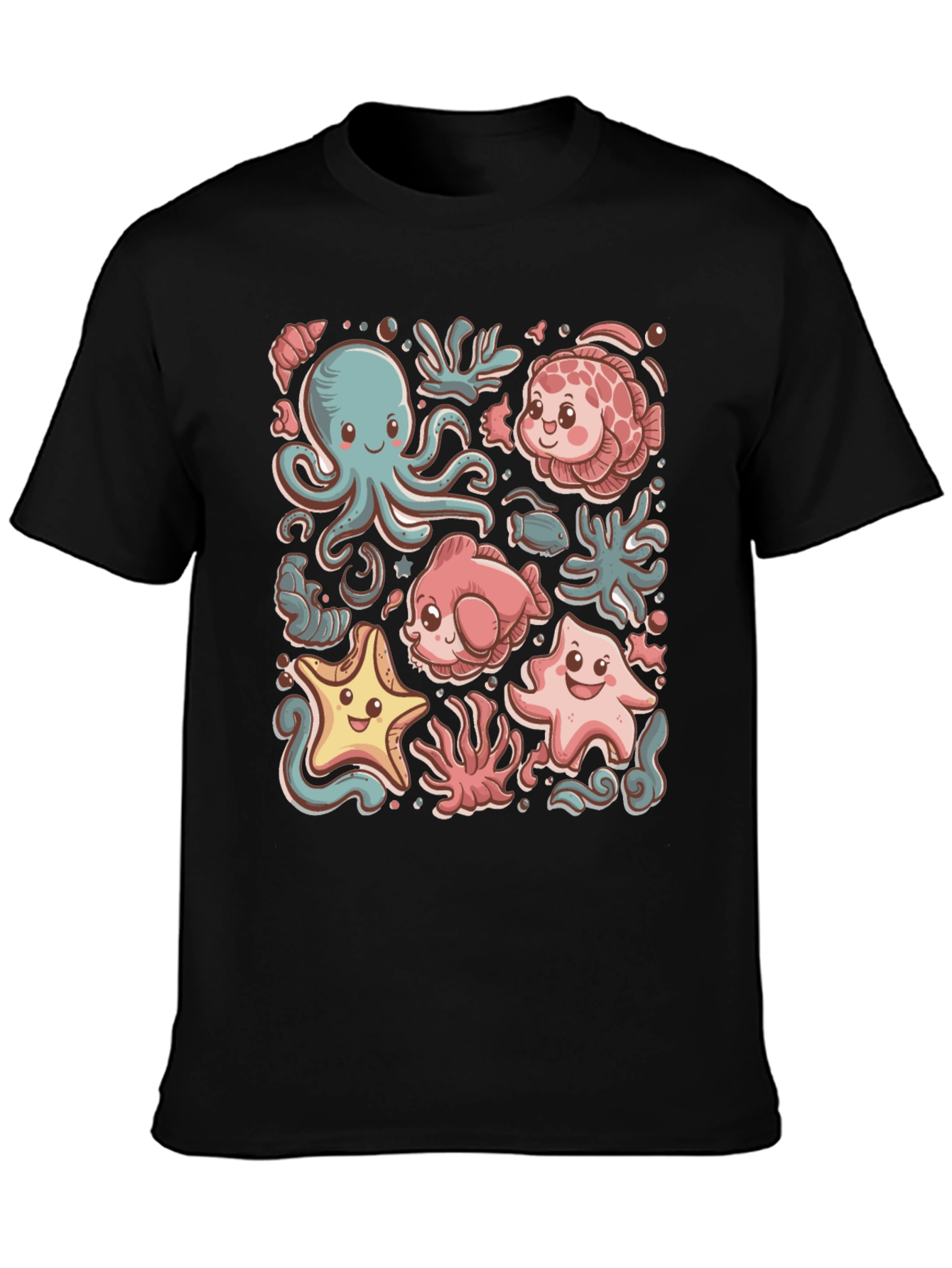 Cute Undersea Cartoon Graphic T-Shirt