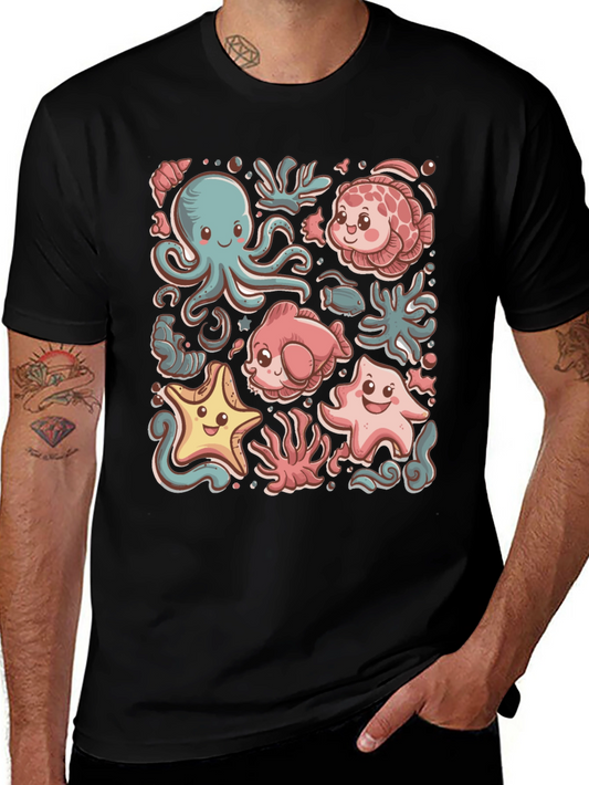 Cute Undersea Cartoon Graphic T-Shirt