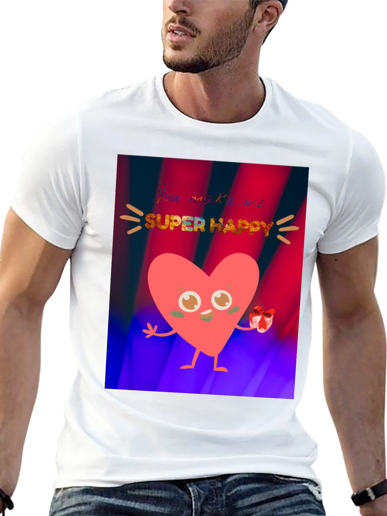 You Make Me Super Happy Heart Graphic T-Shirt