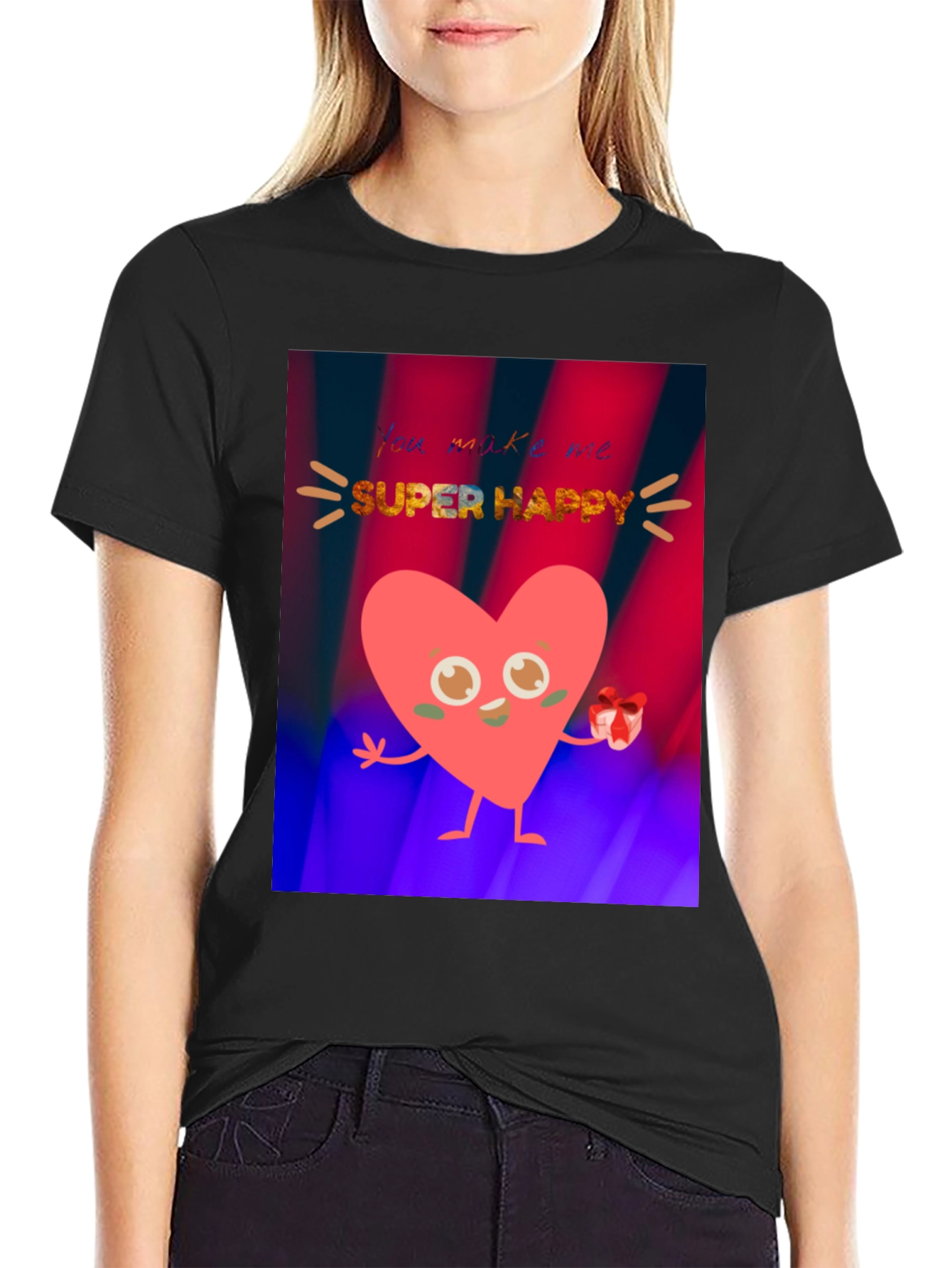 You Make Me Super Happy Heart Graphic T-Shirt