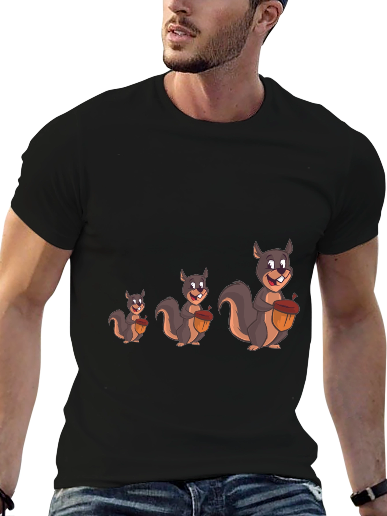 Funny Squirrel Graphic Tee - Black