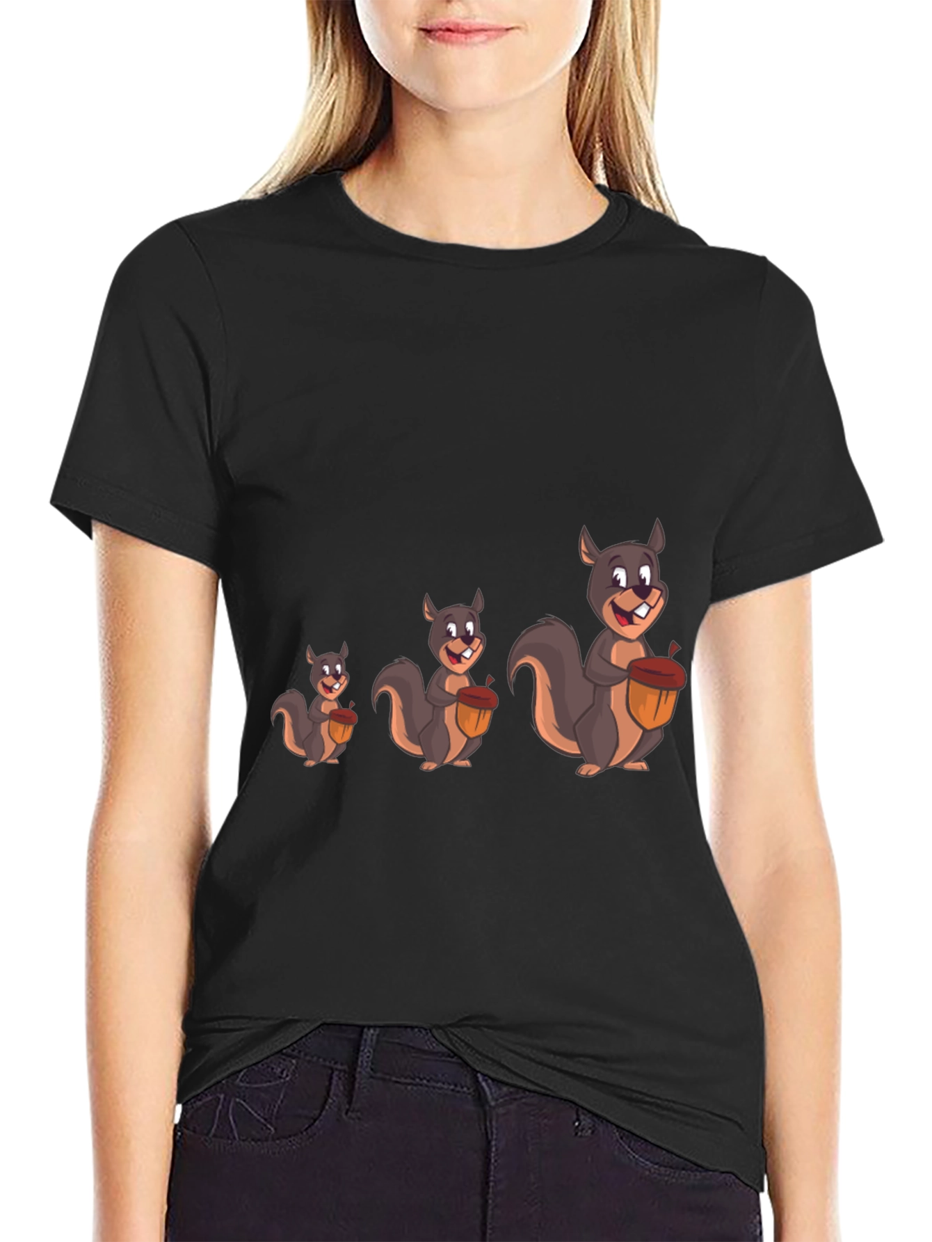 Funny Squirrel Graphic Tee - Black