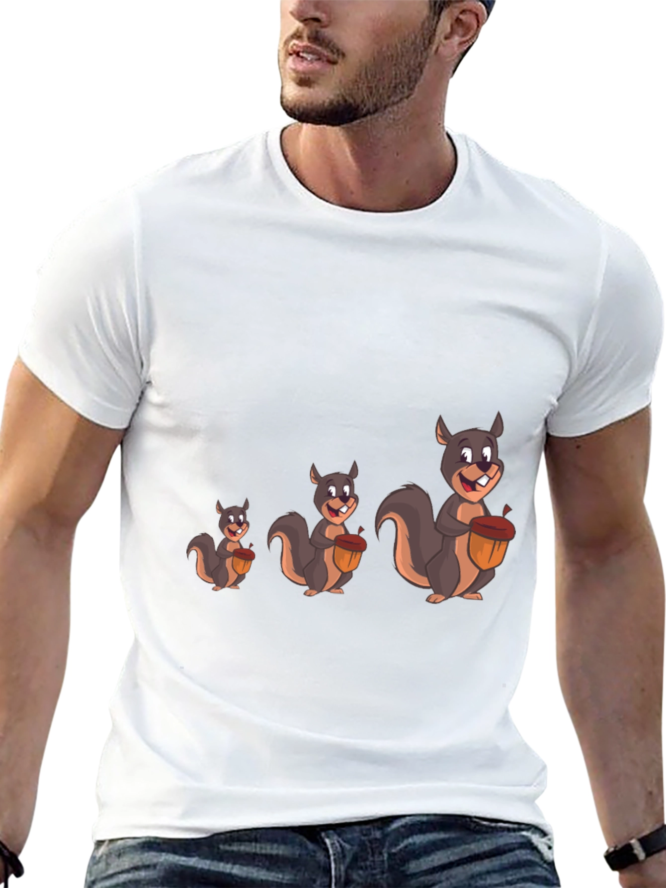 Funny Squirrel Graphic Tee - Black