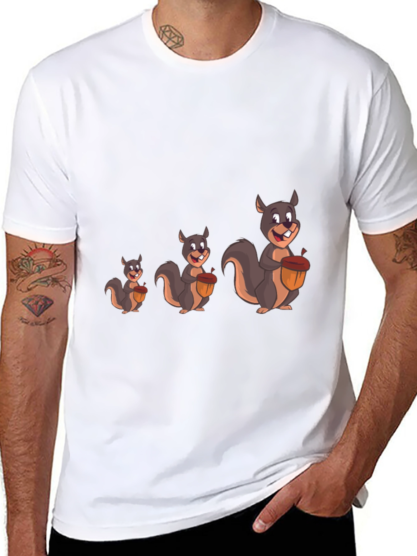 Funny Squirrel Graphic Tee - Black