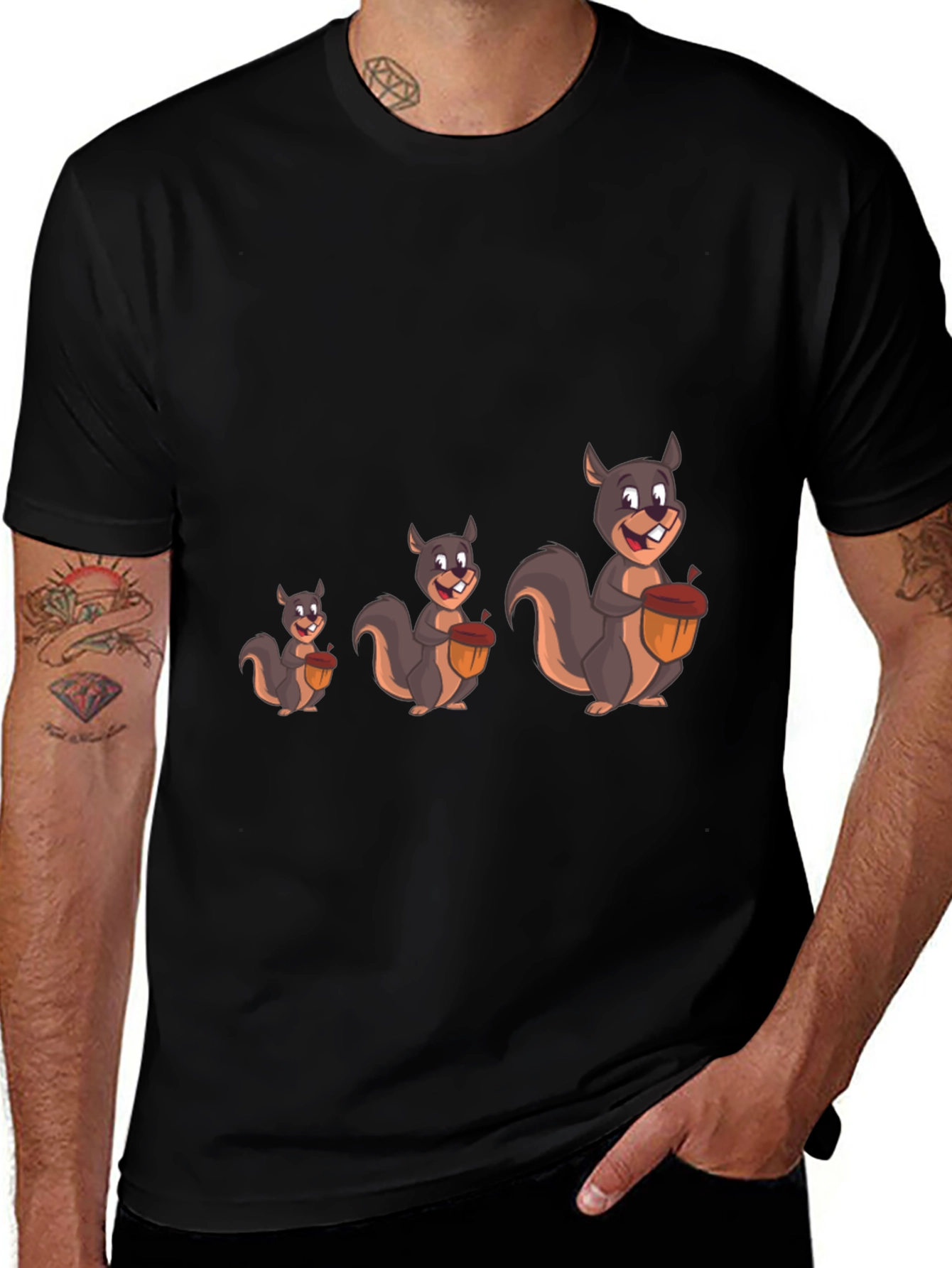 Funny Squirrel Graphic Tee - Black