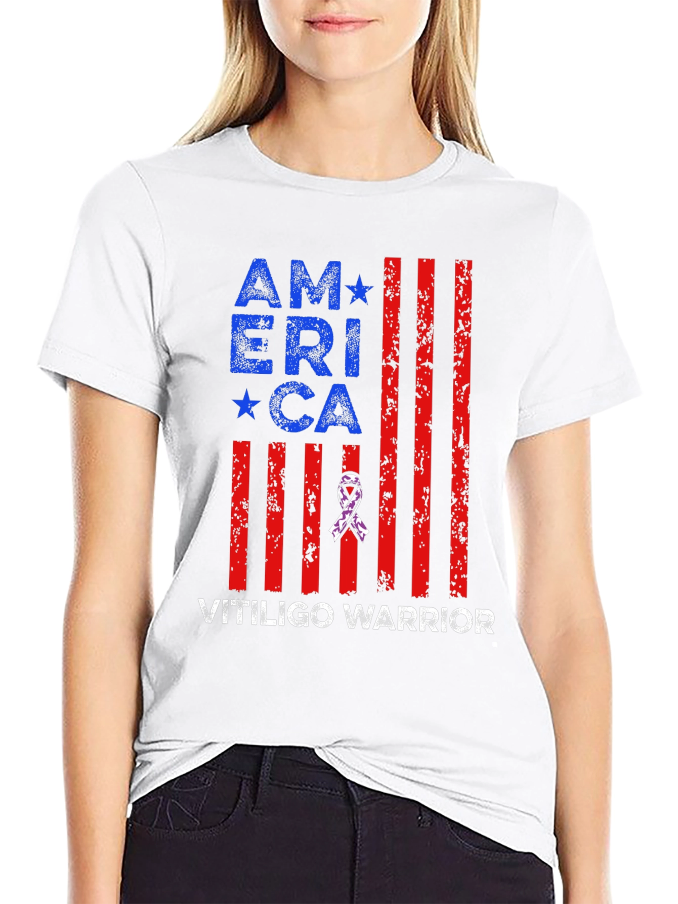 Vitiligo Warrior America T-Shirt