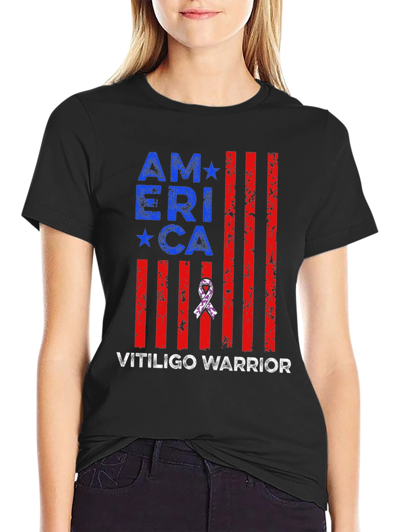 Vitiligo Warrior America T-Shirt