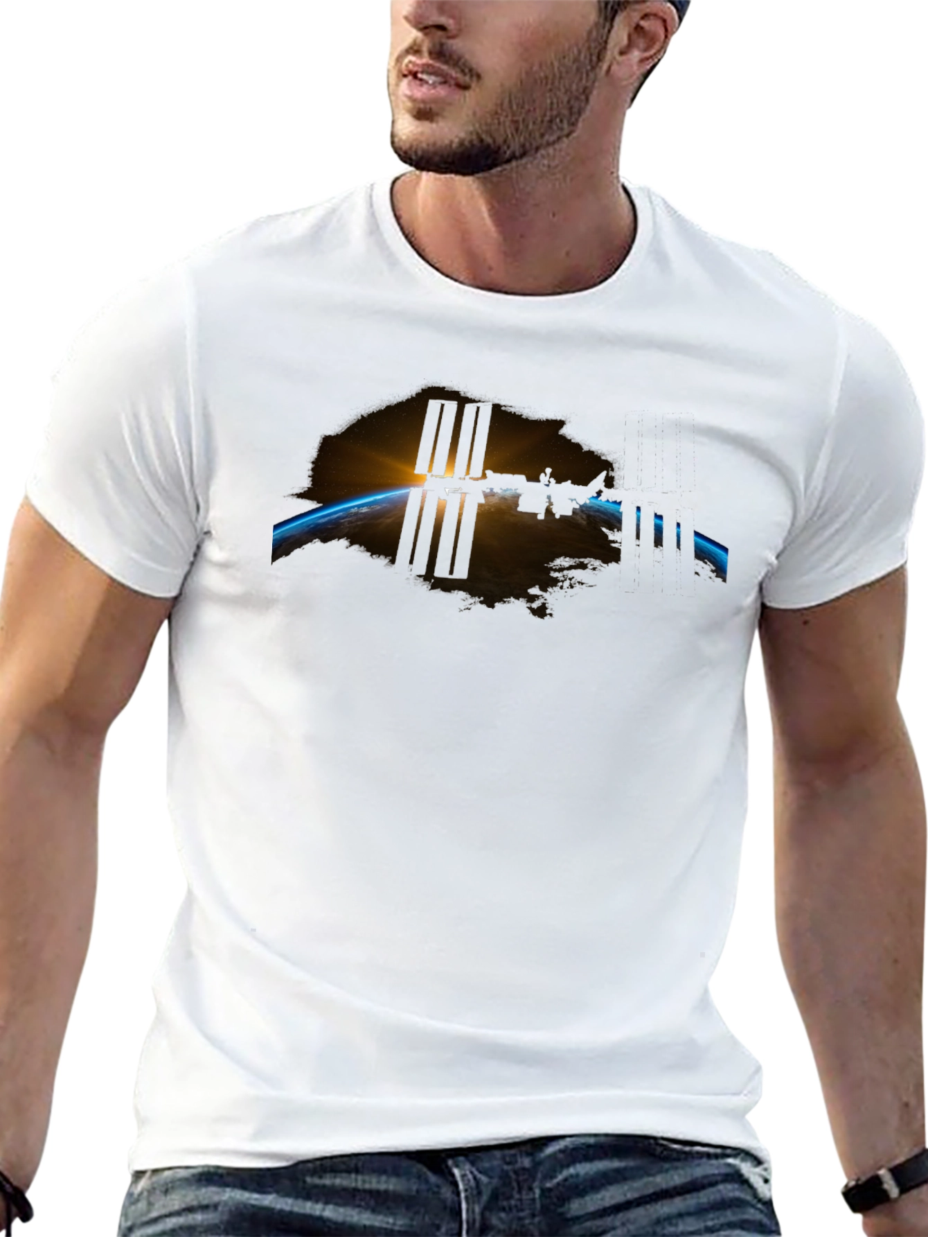 Space Station Graphic Black Tee