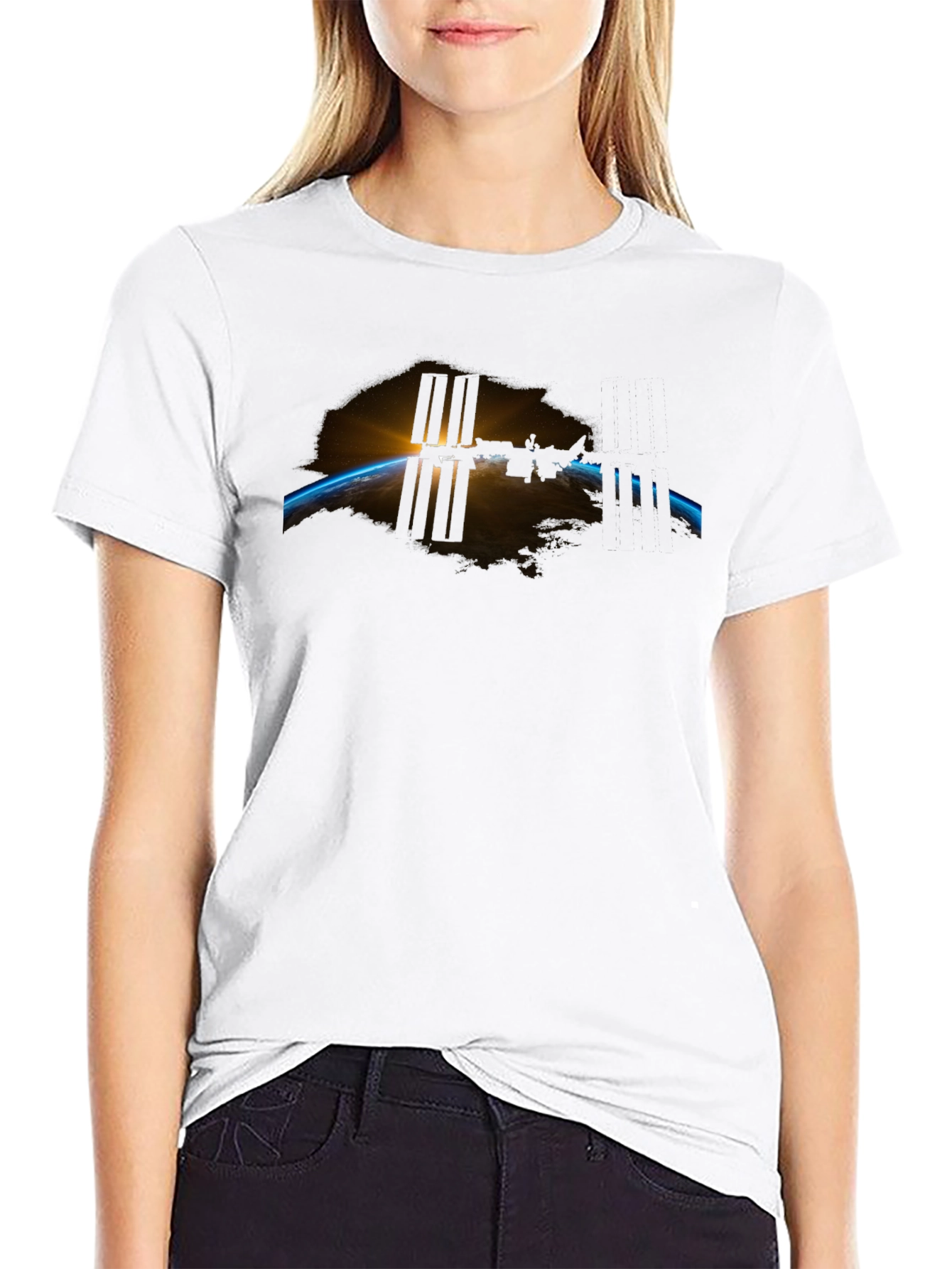 Space Station Graphic Black Tee