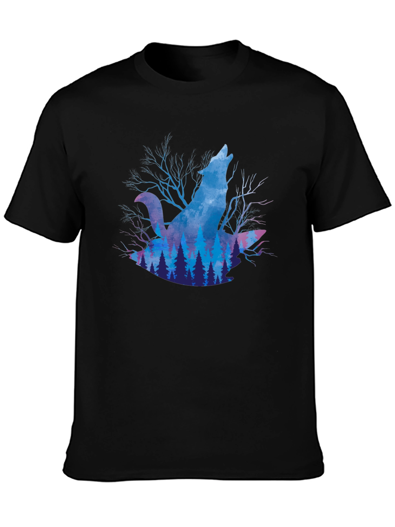 Wolf Howl Forest Graphic T-Shirt