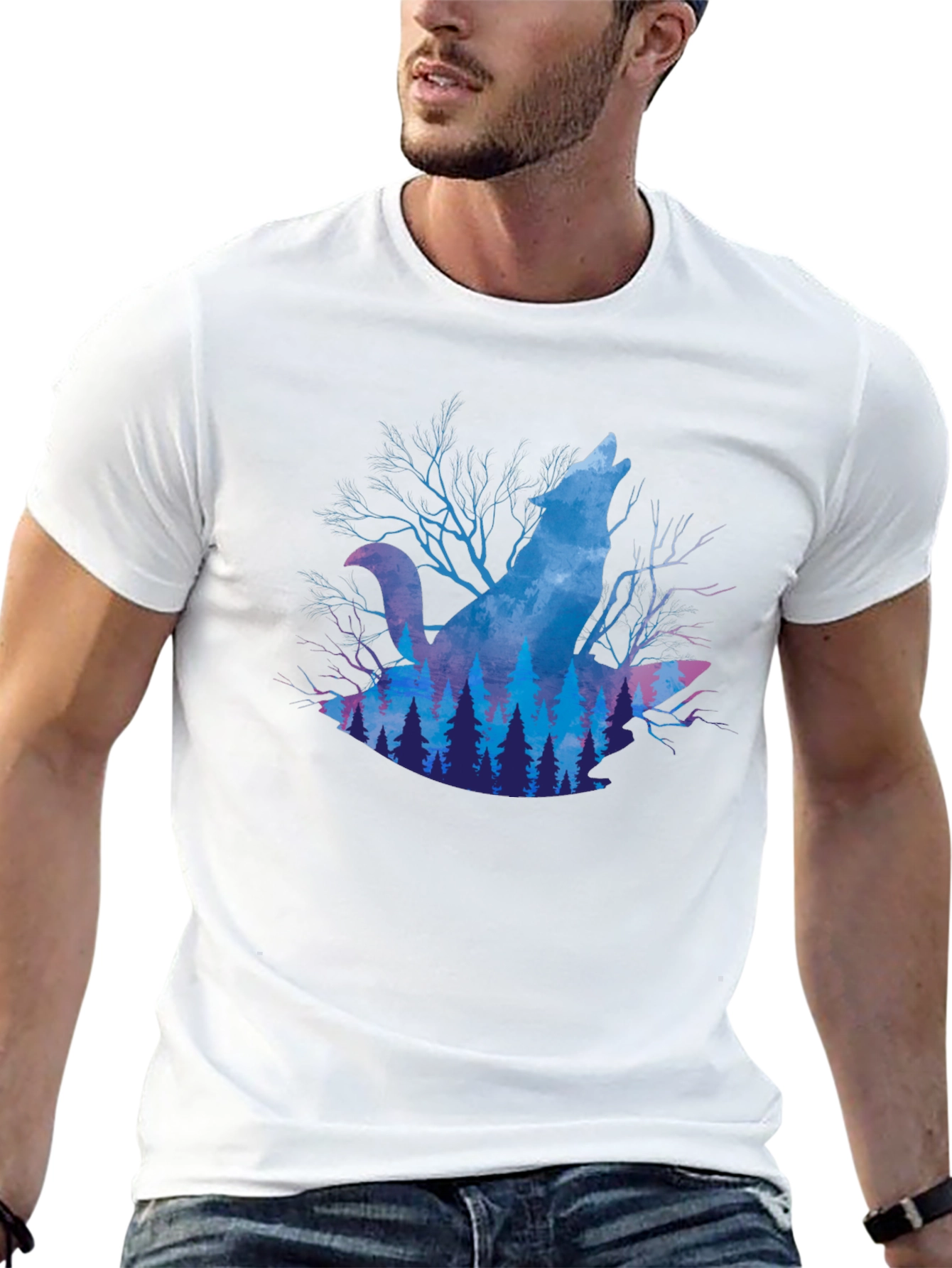 Wolf Howl Forest Graphic T-Shirt