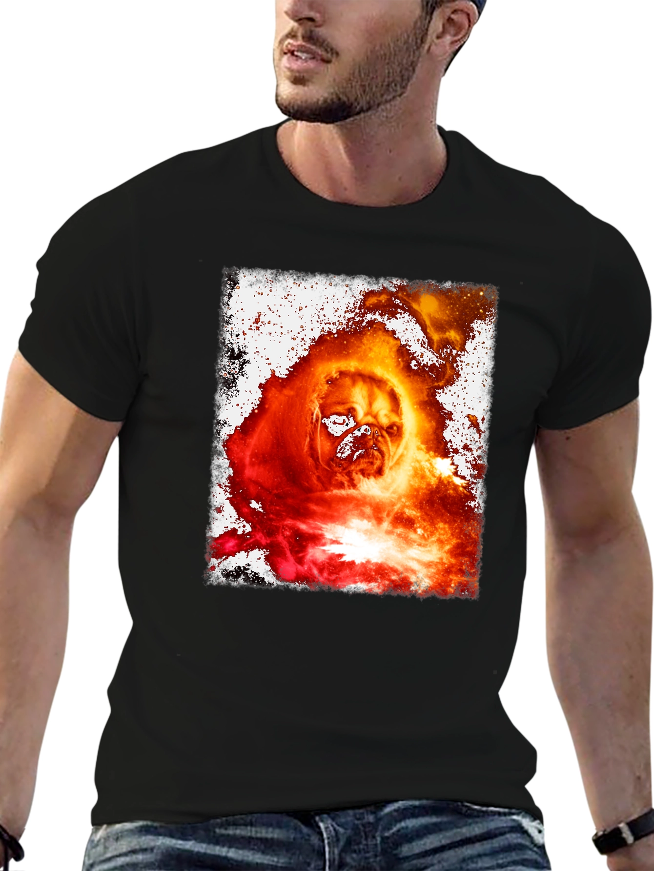 Fiery Pug Graphic Tee - Unique Dog Lover Shirt