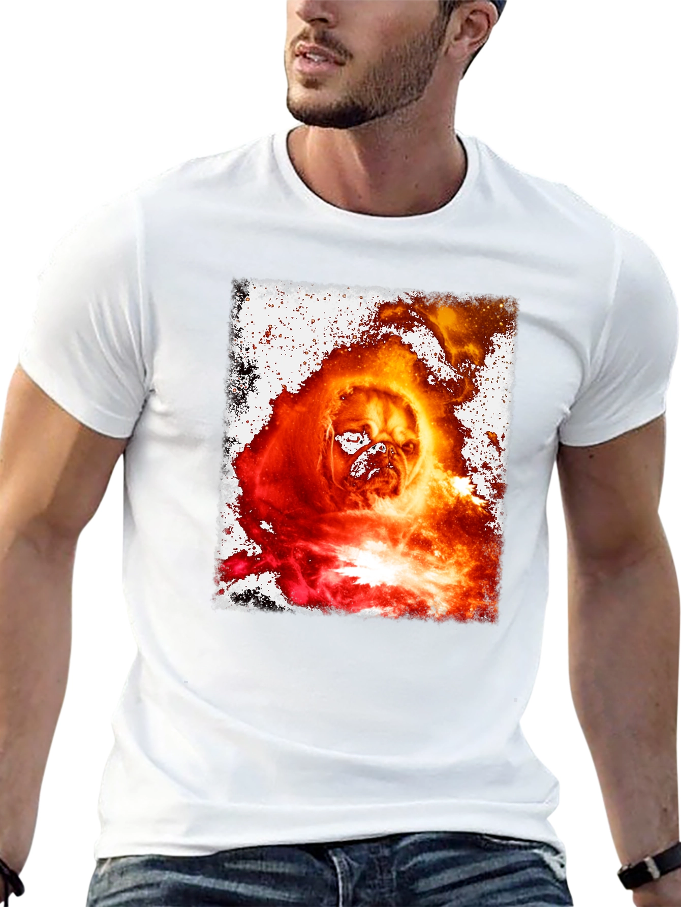 Fiery Pug Graphic Tee - Unique Dog Lover Shirt