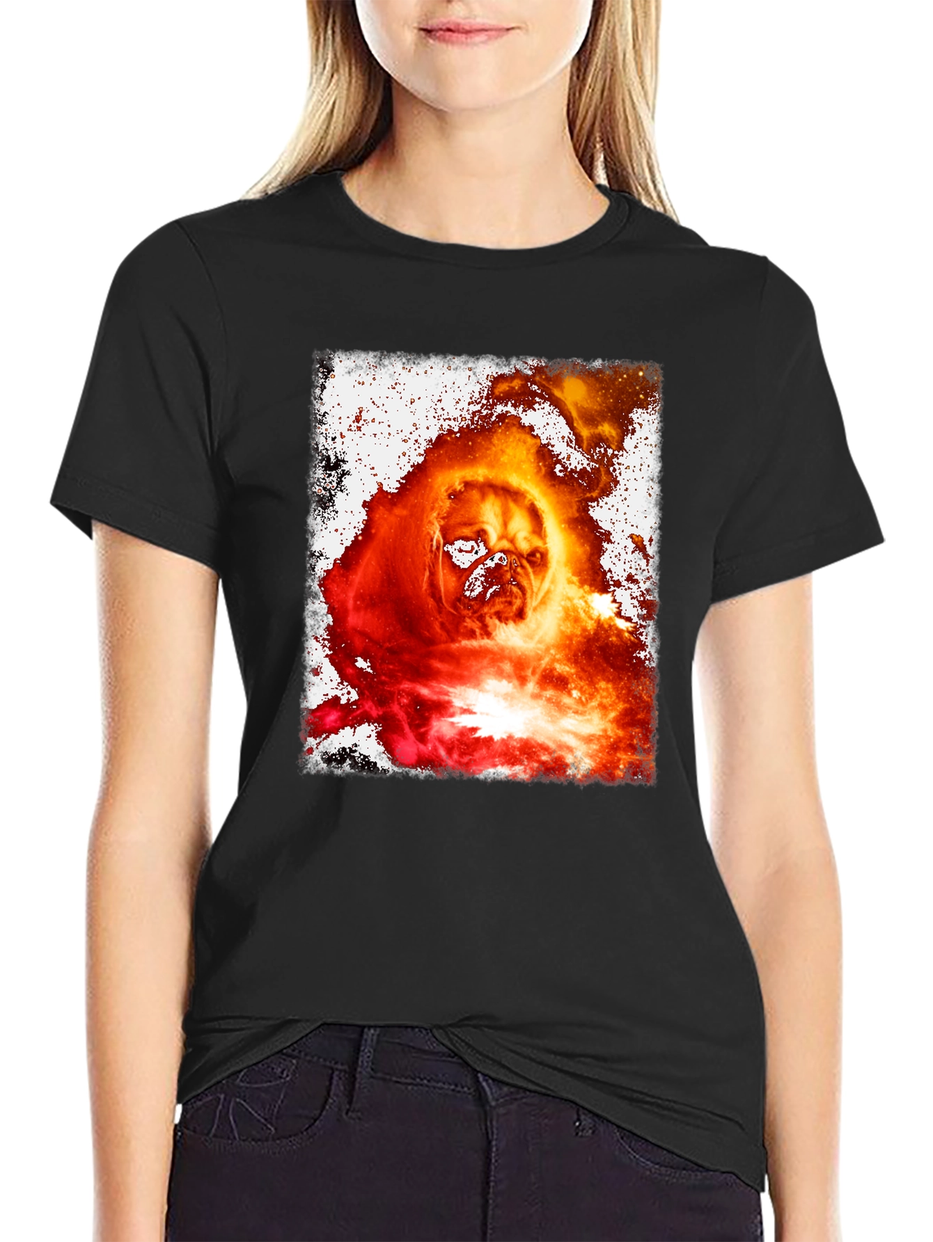 Fiery Pug Graphic Tee - Unique Dog Lover Shirt