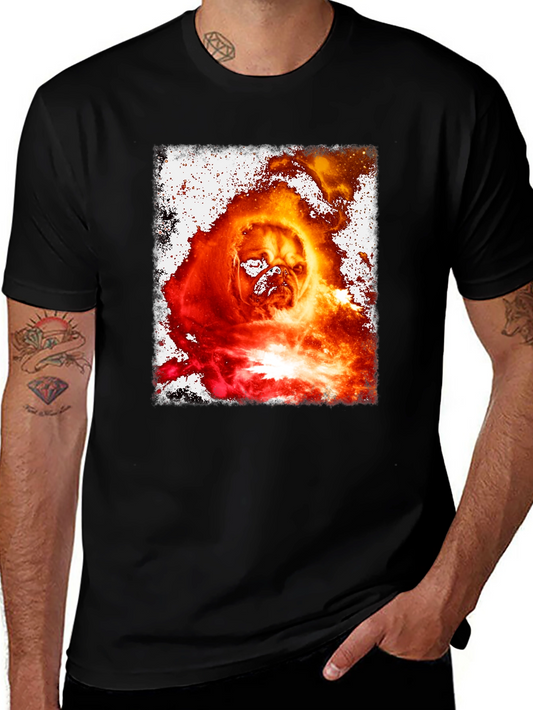 Fiery Pug Graphic Tee - Unique Dog Lover Shirt