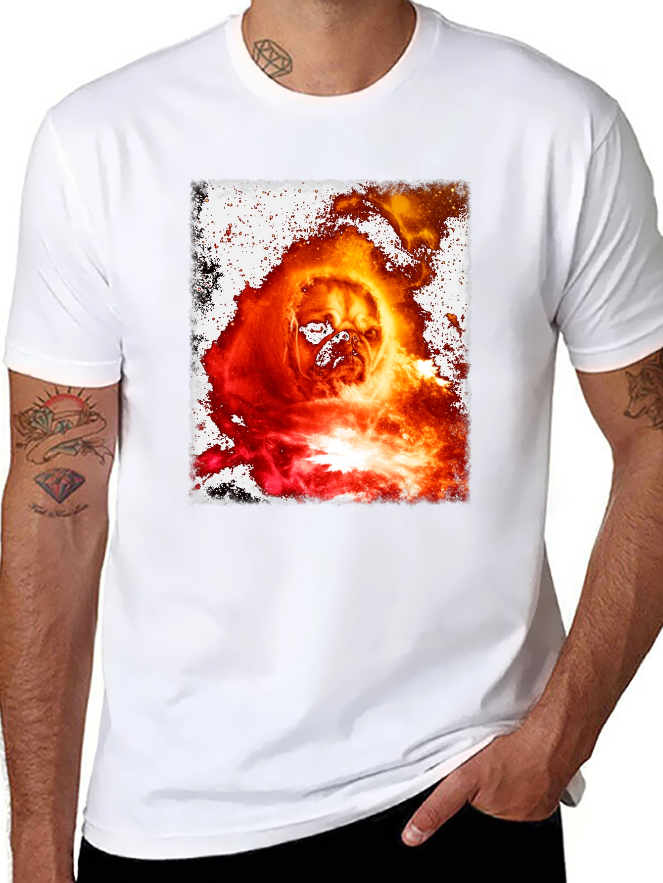 Fiery Pug Graphic Tee - Unique Dog Lover Shirt