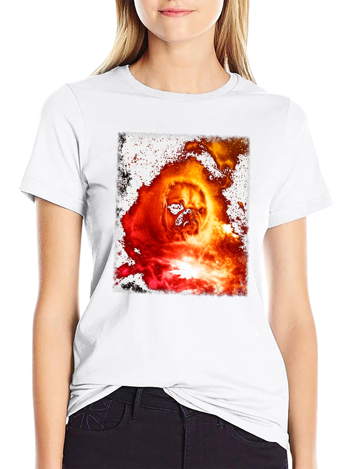 Fiery Pug Graphic Tee - Unique Dog Lover Shirt