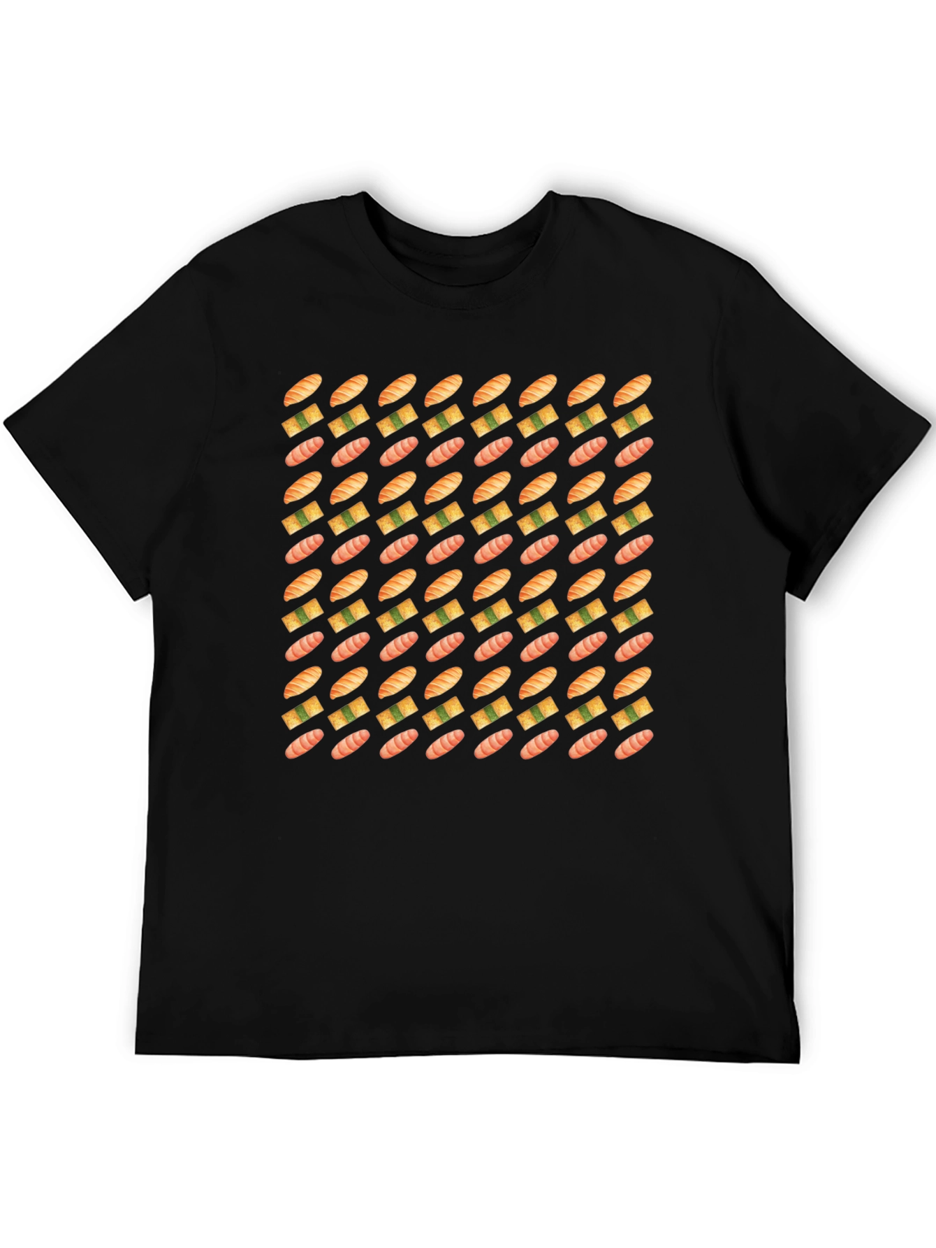 Sushi Pattern Black T-Shirt - Foodie Fashion
