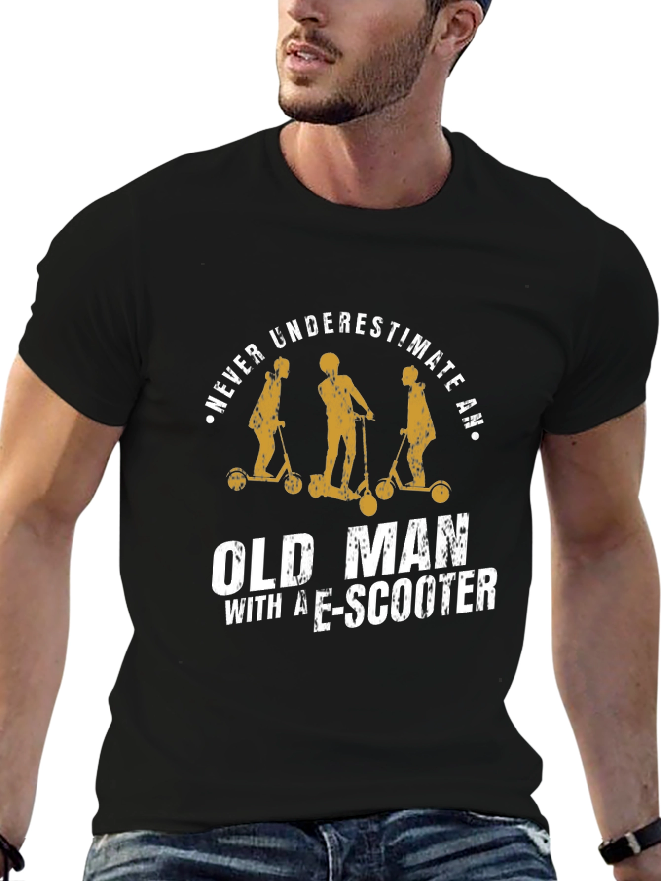 Funny Old Man E-Scooter Graphic Tee