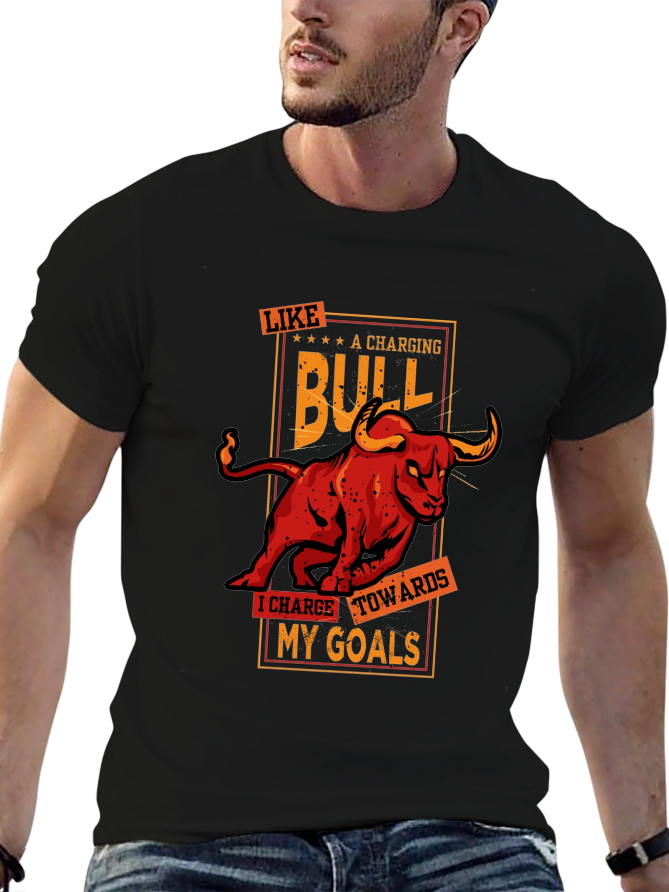 Charging Bull Graphic Tee - Motivational T-Shirt