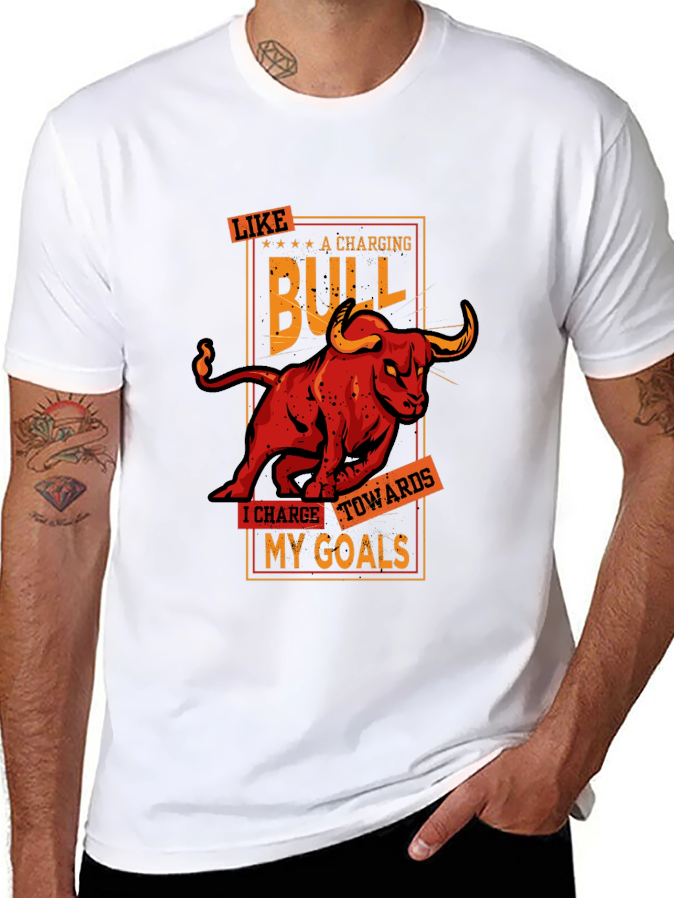 Charging Bull Graphic Tee - Motivational T-Shirt