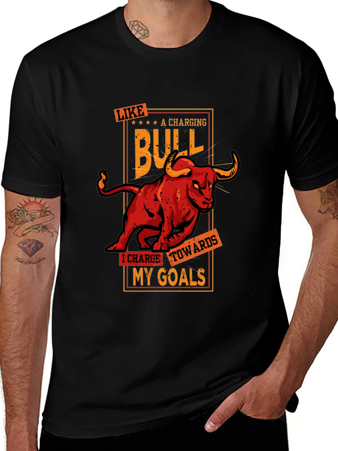 Charging Bull Graphic Tee - Motivational T-Shirt