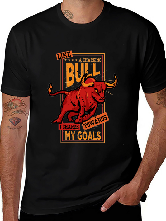 Charging Bull Graphic Tee - Motivational T-Shirt