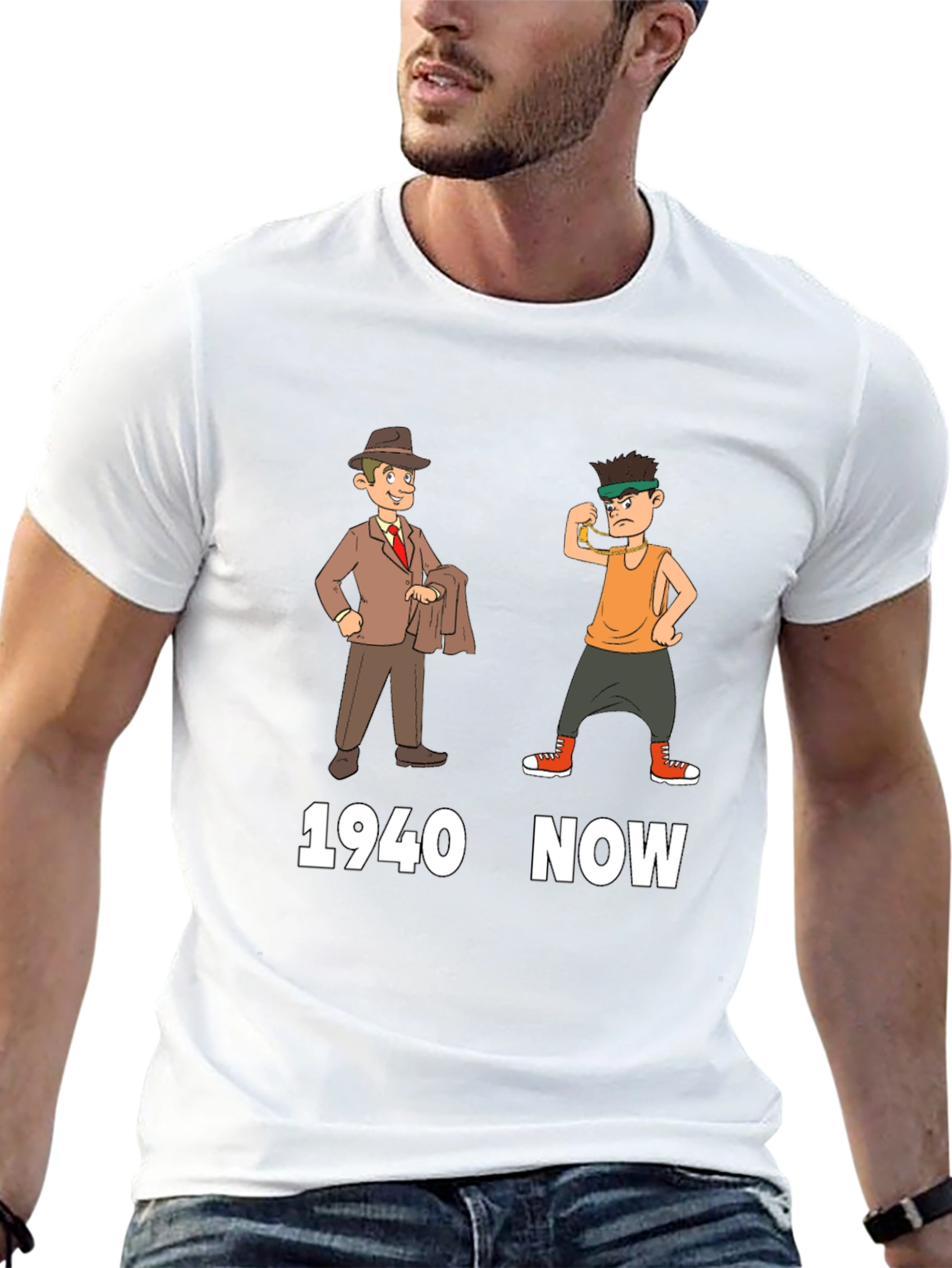 1940s vs Now Graphic T-Shirt