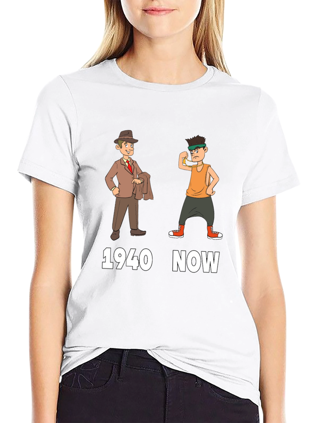 1940s vs Now Graphic T-Shirt