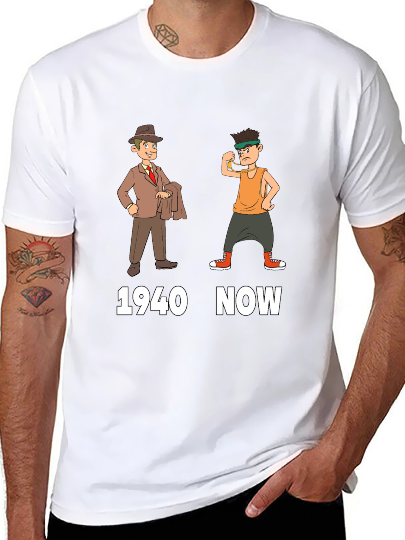 1940s vs Now Graphic T-Shirt