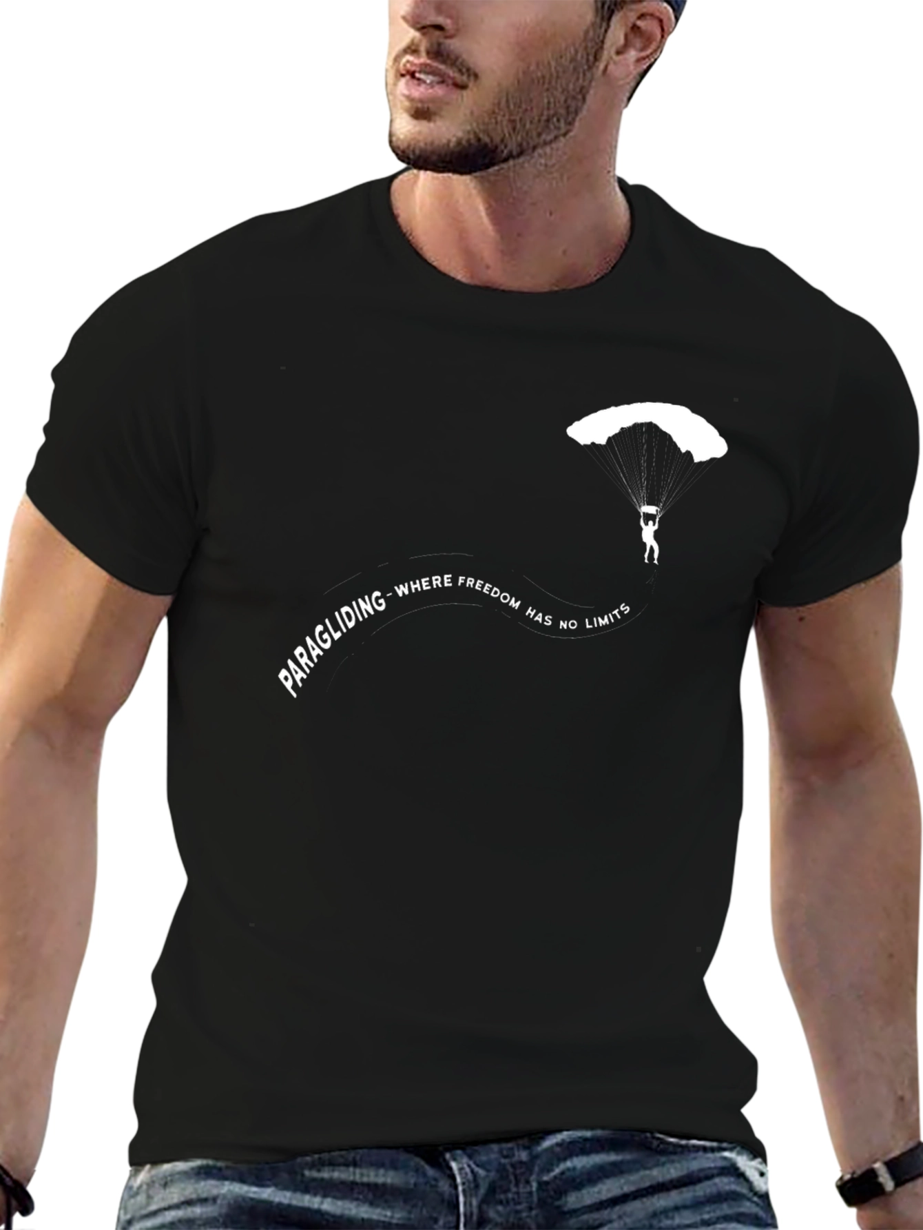 Paragliding Freedom T-Shirt - Black Graphic Tee