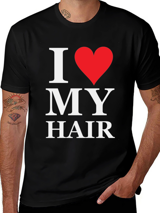 I Love My Hair Graphic Tee - Black Cotton T-Shirt