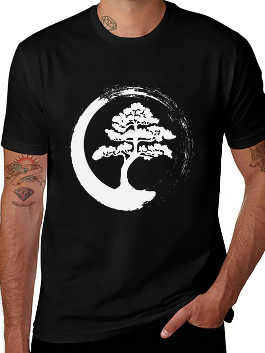 Zen Bonsai Tree Graphic Tee - Relaxed Fit Black T-Shirt