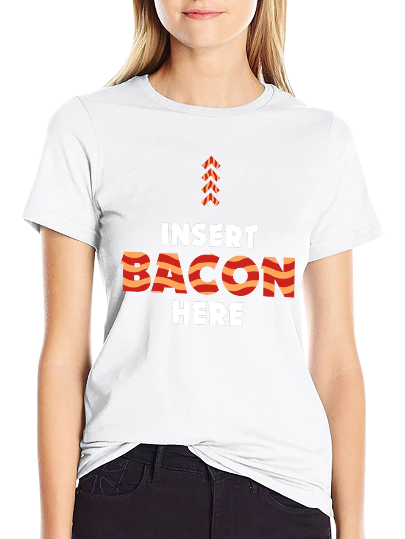 Insert Bacon Here Funny Graphic T-Shirt